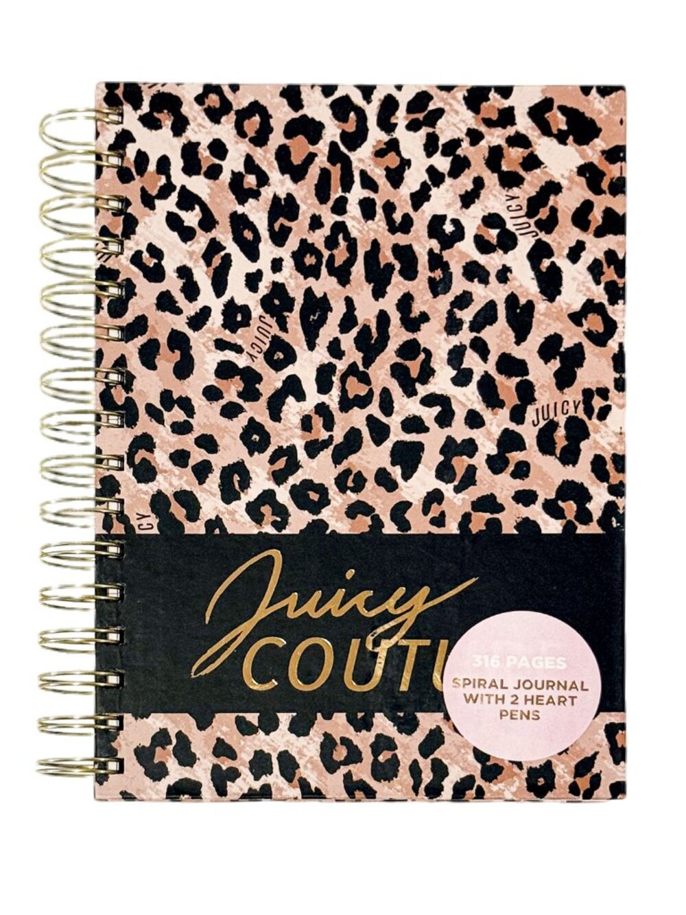 Juicy Couture Cheetah Print Spiral Notebook Journal with 2 Heart Pens - Picture 5 of 8